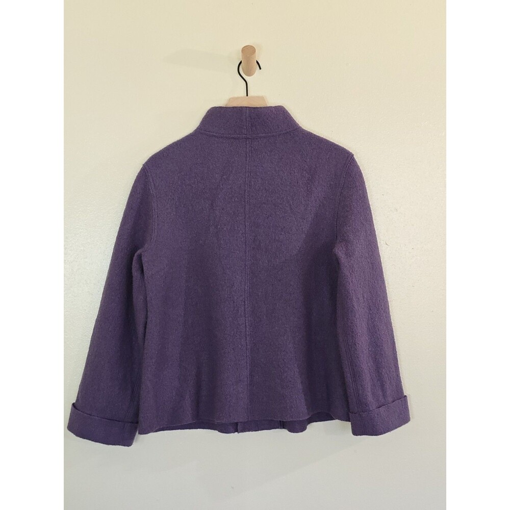 J Jill Pure Jill 100% Wool Jacket Purple Boiled Wool Button Front Petite Small - Picture 7 of 12